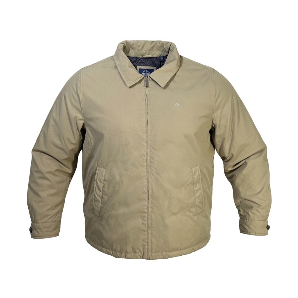 Dockers 3XLT Quilted Lined Harrington Golf Jacket Khaki Full Zip Big Tall